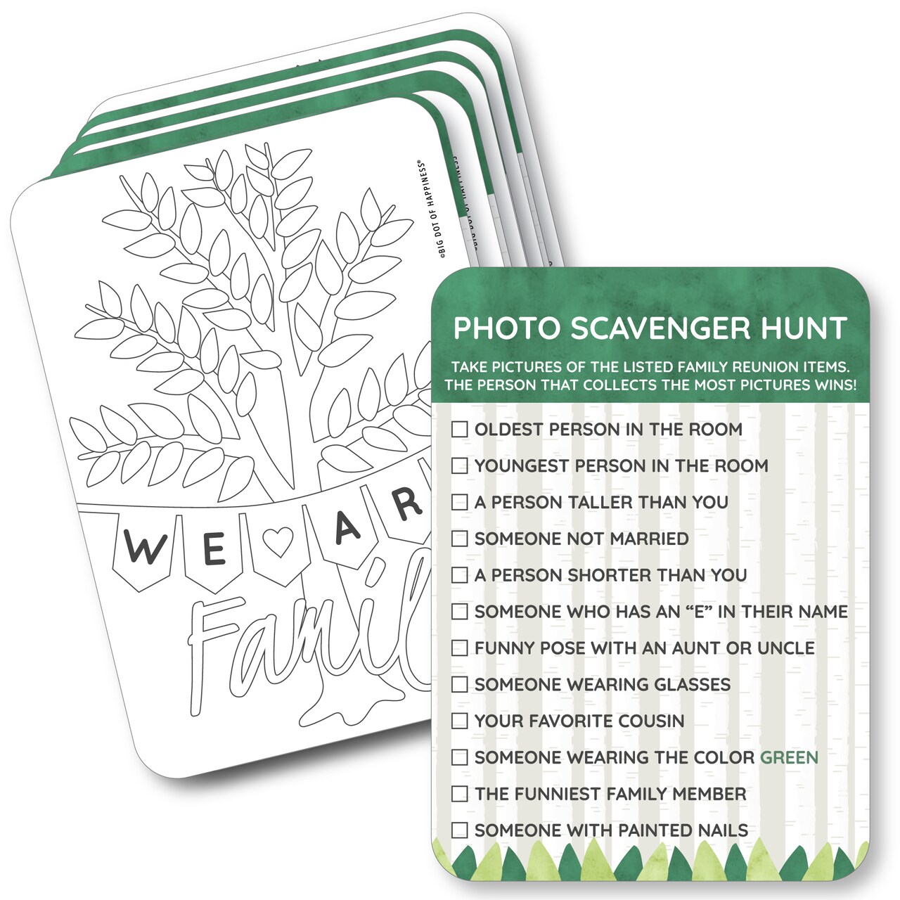 Big Dot of Happiness Family Tree Reunion - 2-in-1 Family Gathering Party Cards - Activity Duo Games - Set of 20